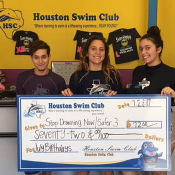  HSC donated $276 in the month of July to Stop Drowning Now! 